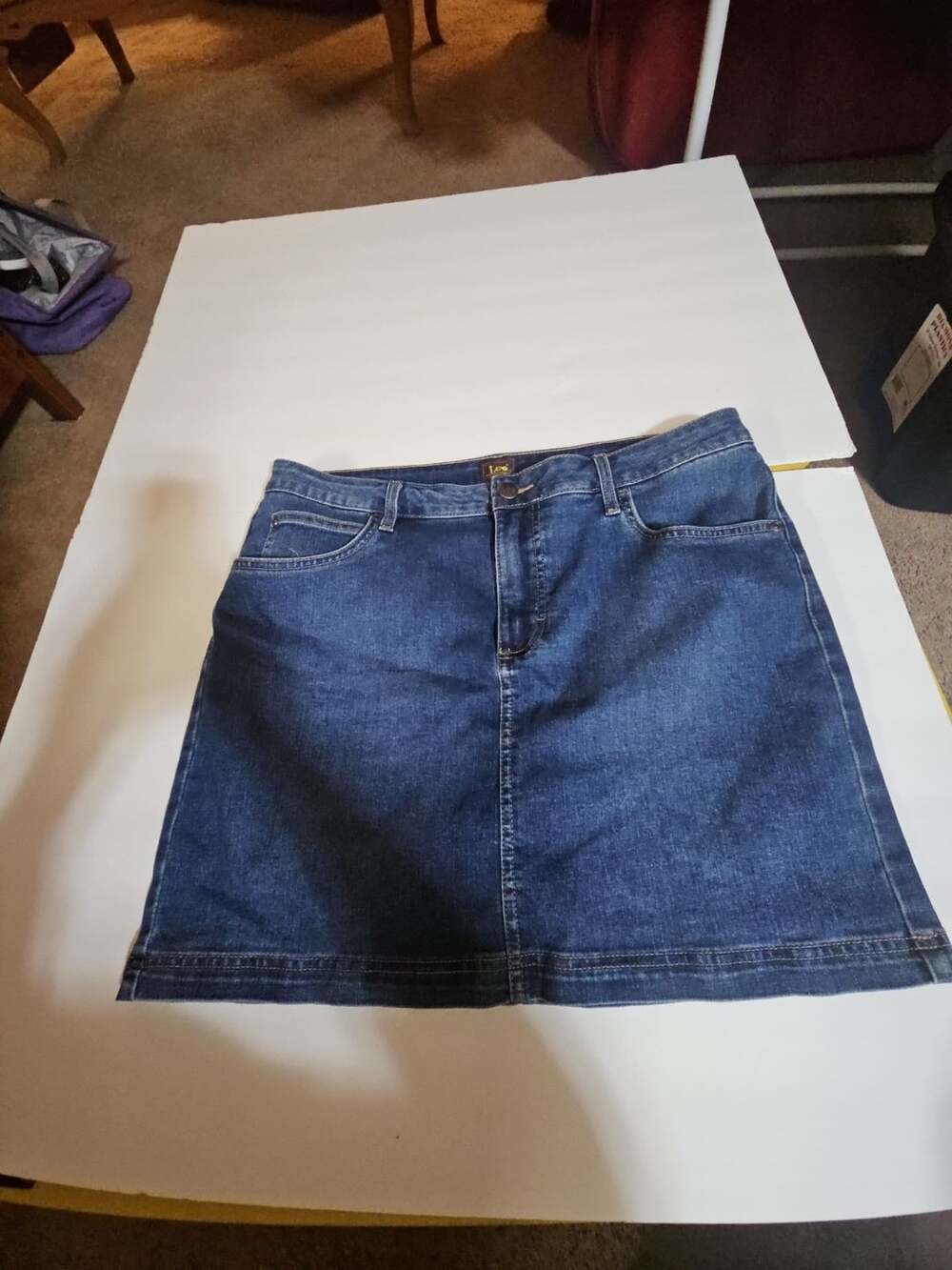 Lee Denim Skirt Size 14 Blue Dark Wash Jean Mini